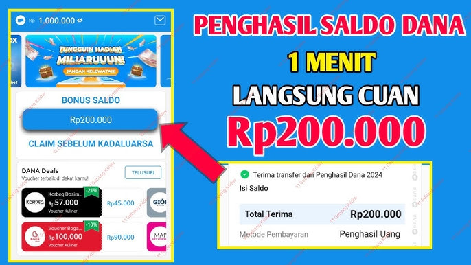 Aplikasi penghasil saldo DANA bisa menjadi solusi menarik bagi kamu yang ingin mendapatkan uang tambahan hanya dengan memanfaatkan smartphone